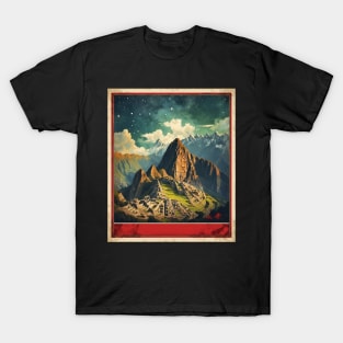 Peru Machu Picchu Starry Night Tourism Vintage Poster Art T-Shirt